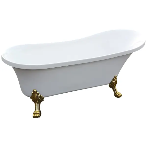 Cada baie freestanding Bella* BSM-404 acril 160 x 75 x 75 cm alb picioare aurii