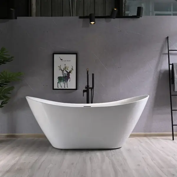 Cada baie freestanding slim 170 x 77 cm, ovala cu preaplin, Bella Foglia