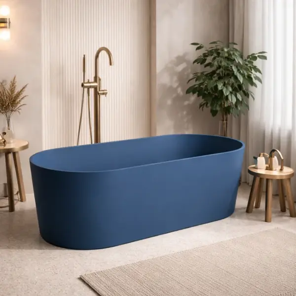 Cada freestanding compozit, albastru mat, 180x76 cm, Foglia Terra