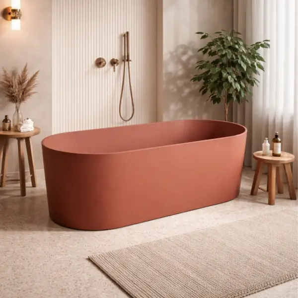 Cada freestanding compozit, teracota mat, 180x76 cm, Foglia Terra
