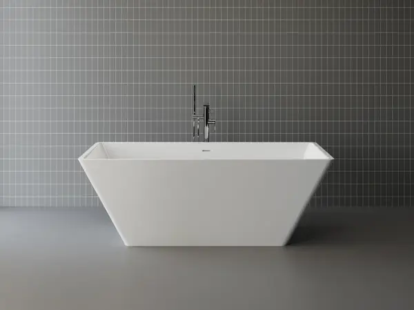 Cada freestanding dreptunghiulara, compozit alb mat, interior lucios, 168x82.9x60.5 cm, Foglia Imperia