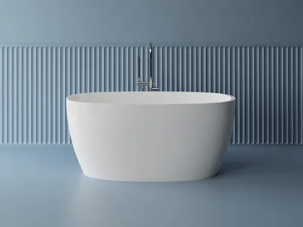 Cada freestanding ovala, compozit alb lucios, 140x70x61.5 cm Foglia Nova