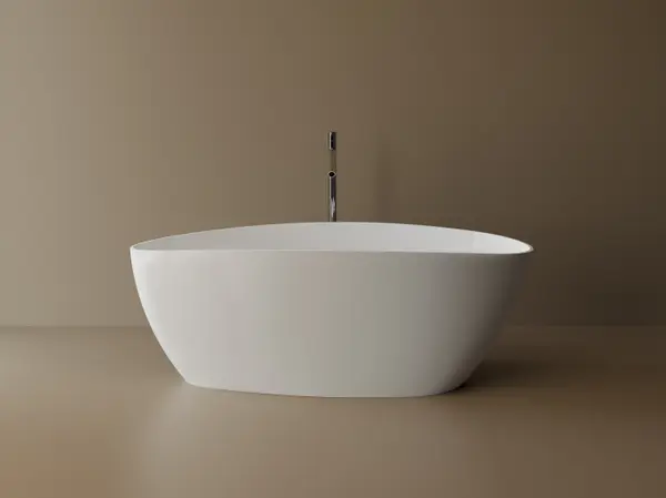 Cada freestanding ovala, compozit alb lucios, 157x70x56 cm Foglia Venezia