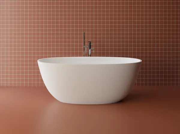 Cada freestanding ovala, compozit alb lucios, 160x78x61 cm, Foglia Heritage