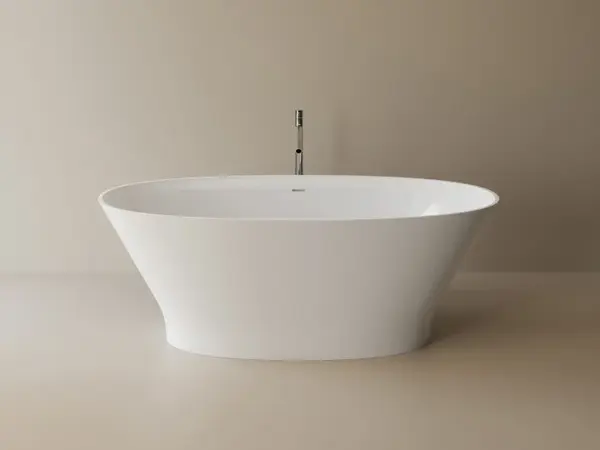 Cada freestanding ovala, compozit alb lucios, 167.7x81.3x60.5 cm, Foglia Classe