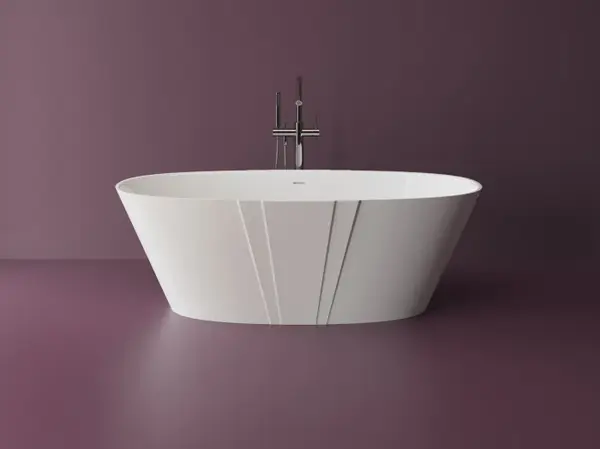 Cada freestanding ovala, compozit alb lucios, 167x89.7x55.5 cm, Foglia Manor