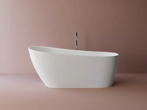 Cada freestanding ovala, compozit alb lucios, 168.7x73.4x70.5 cm, Foglia Belgravia
