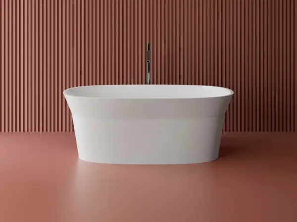 Cada freestanding ovala, compozit alb mat, interior lucios, 150x77.9x57 cm