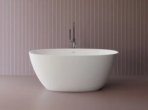 Cada freestanding ovala, compozit alb mat, interior lucios, 150x76.2x61 cm Foglia Monaco