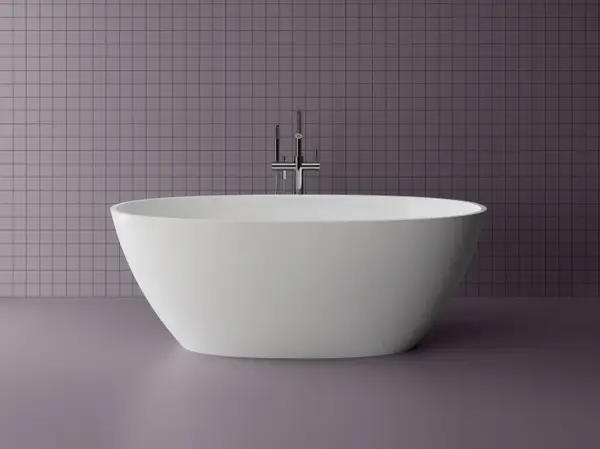 Cada freestanding ovala, compozit alb mat, interior lucios, 167.5x61x81.3 cm, Foglia Cashmere