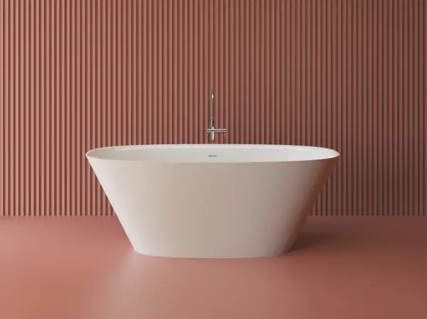 Cada freestanding ovala, compozit alb mat, interior lucios, 167x83.1x62.5 cm, Foglia Moonstone