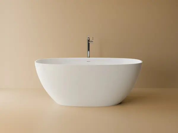 Cada freestanding ovala, compozit alb mat, interior lucios, 167x80x63 cm, Foglia Florence
