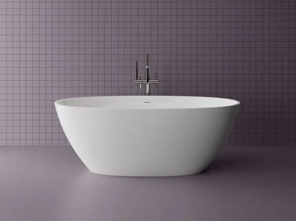 Cada freestanding ovala, compozit alb mat, interior lucios, 167.5x81.3x61 cm, Foglia Cashmere
