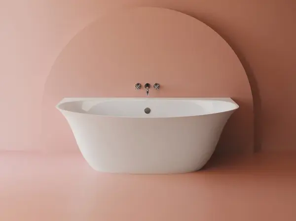 Cada freestanding ovala, compozit alb mat, interior lucios, 170x86x58 cm, Foglia Serenity