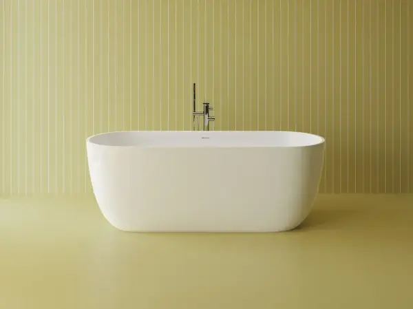 Cada freestanding ovala, compozit alb mat, interior lucios, 170x80x59.5 cm, Foglia Sophia