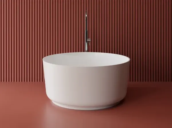 Cada freestanding rotunda, compozit alb mat, 110x110x51.2 cm, Foglia Polaris