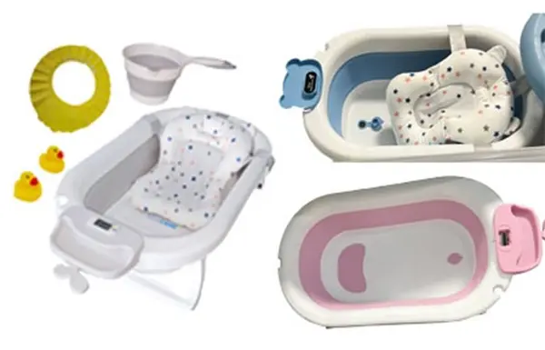 Cada pliabila bebe Little Mom cu suport, pernuta anatomica, termometru si accesorii complete Albastru
