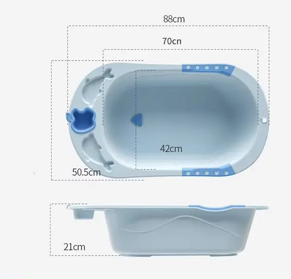 Cadita bebelusi Little Mom Apple Pink cu margini rotunjite, design ergonomic, buton de scurgere apa, dimensiuni 88 x 50.5 cm, varsta recomandata 0-12 luni