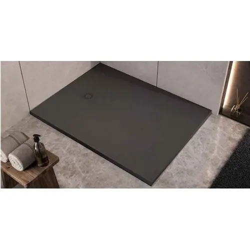 Cadita de dus dreptunghiulara, din marmura turnata, antracit, 120x80x3.5 cm, KolpaSan Hopp