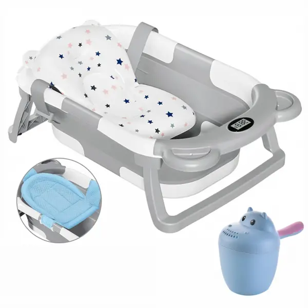 Cadita pliabila bebelusi, pernuta ergonomica si salteluta, Gri