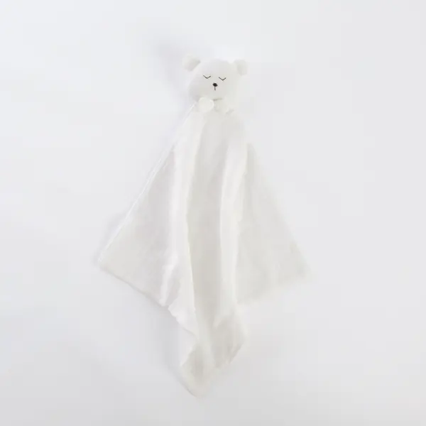 Cadou jucarie nou nascut, minipăturică somn bebe Ursuleț alb, muselină, comforter TWINDECO White Sleepy Teddy