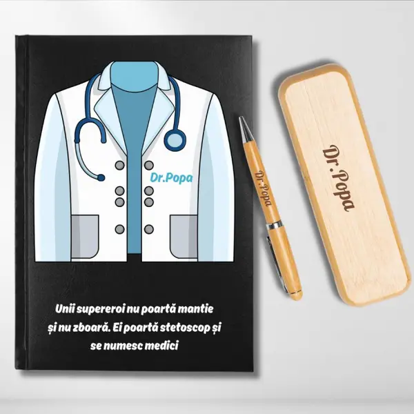 Cadou pentru Doctor - Agenda personalizata + set scris