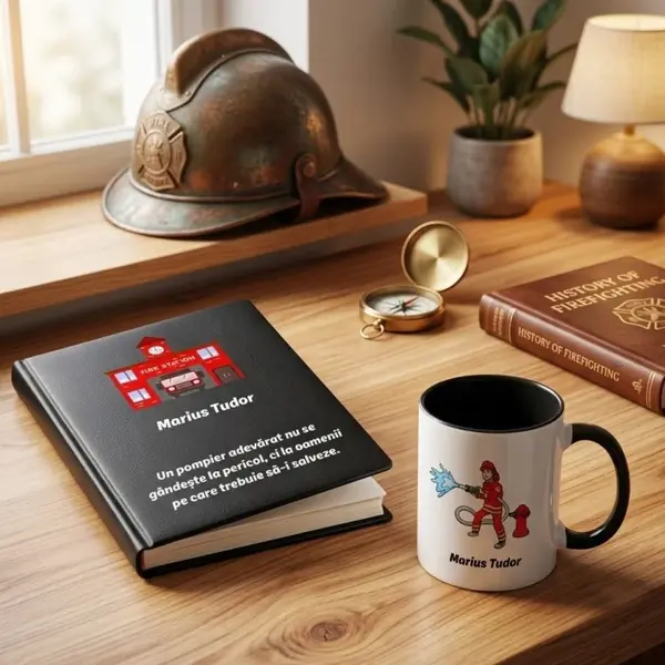 Cadou pentru Pompier - Agenda personalizata + cana