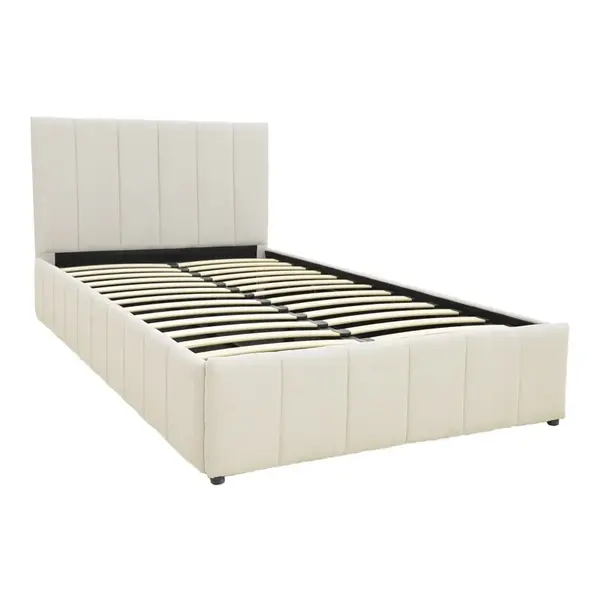 Cadru de pat cu somiera si deopzitare telescopica Snuggle Bej 128x212x100 cm