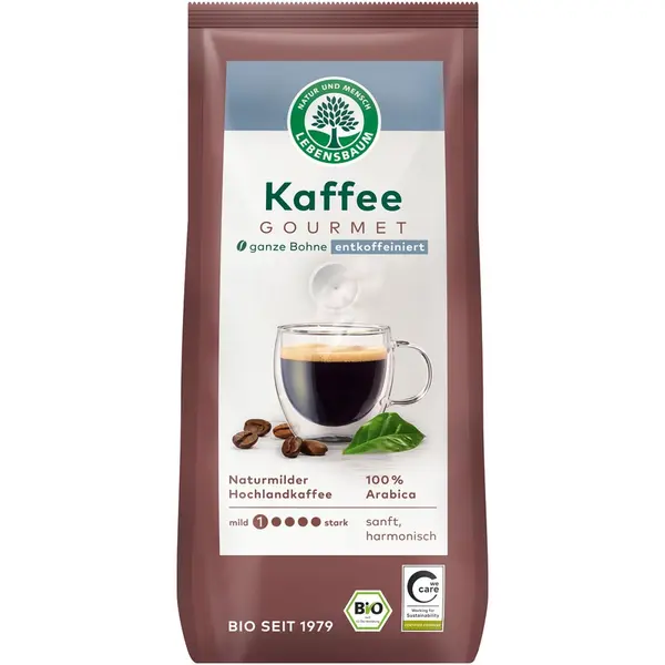 Cafea boabe Gourmet decofeinizata, eco - 250 g