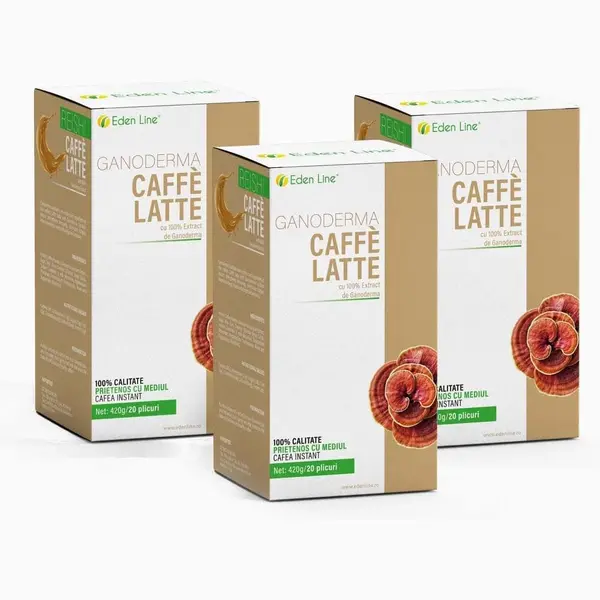 Cafea Ganoderma Latte - 60 plicuri, 3 Cutii (3x 420g)