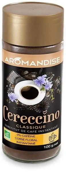 Cafea solubilă din cicoare, secară, orz și ghindă, fără cofeină, 100 g, Aromandise