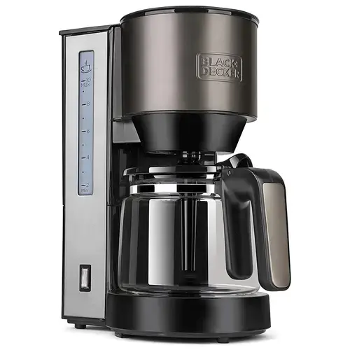 Cafetiera BLACK+DECKER BXCO870E, 870 W, Rezervor 1.25 l, 12 cesti (Argintiu/Negru)