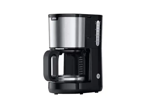 Cafetiera Braun KF 1500 BK PurShine, 1000 W, OptiBrew, Oprire automata, 10 cesti, Anti-picurare (Negru/Inox)