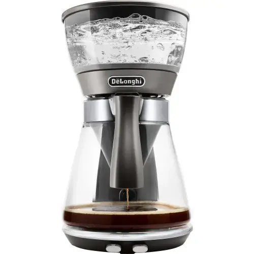 Cafetiera De’Longhi CLESSIDRA ICM17210, 1800W, Carafa din sticla, Capacitate 1.25 L, 10 cesti, Senzor temperatura, Sistem anti-picurare, Oprire automata, Argintiu