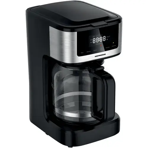 Cafetiera digitala Heinner HCM-DD900BKSS, 900 W, 1.8 l, Display digital cu control touch, Tarie cafea ajustabila (Negru/Inox)