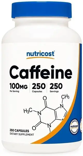 Caffeine, 100 mg, 250 capsule, Nutricost