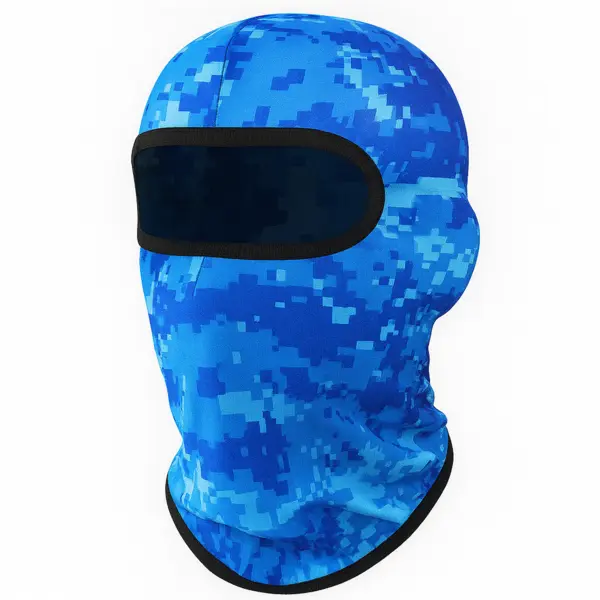 Cagula Camuflaj FIXATO, Unisex, Protectie UV, Material elastic, respirabil, Marime universala, Pixel Blue