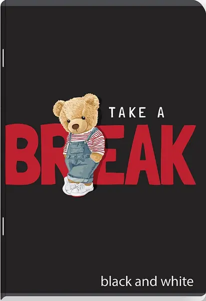 Caiet Black&White Bear - A5, 40 foi, rânduri înguste și late, sortiment