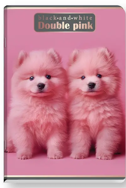 Caiet Black&White Double Pink - A5, 40 foi, pătrate mici, sortiment