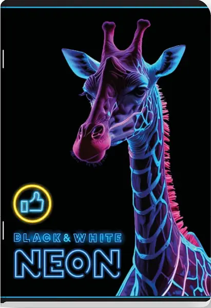 Caiet Black&White Neon - A5, 60 foi, rânduri largi, sortiment