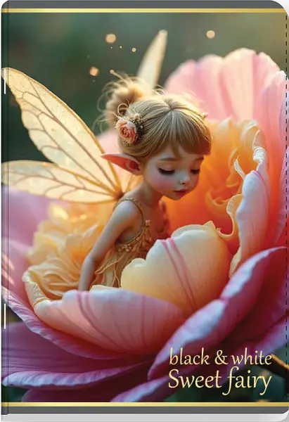 Caiet Black&White Sweet Fairy - A5, 24 foi, pătrate mari, sortiment