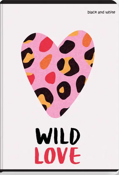 Caiet Black&White Wild Love - A5, 80 foi, rânduri largi, sortiment