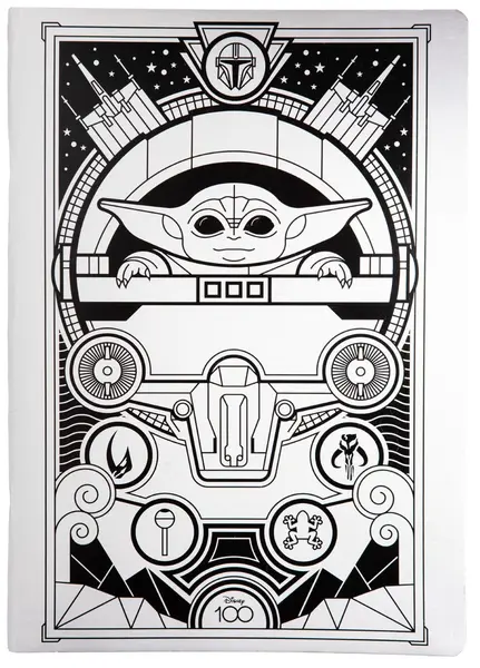 Caiet Cool Pack Black - Disney 100, Grogu, A4, rânduri largi, 60 foi