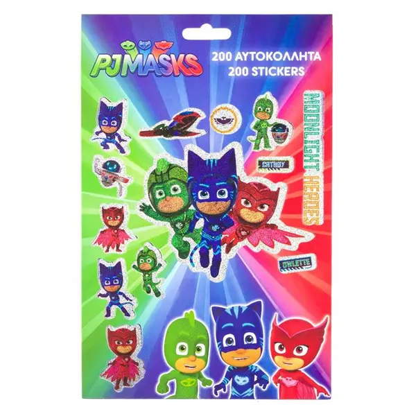 Caiet cu 200 de Stickere si Autocolante cu Dimensiuni si Modele Diferite - PJMASKS