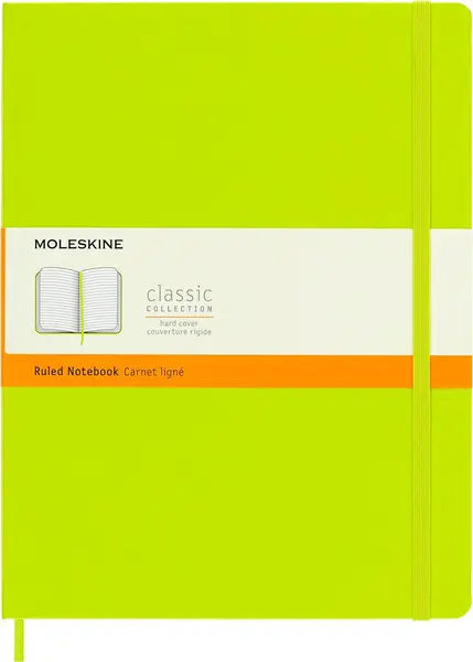 Caiet cu copertă tare Moleskine Classic Ruled XL - Lemon Green, rânduri