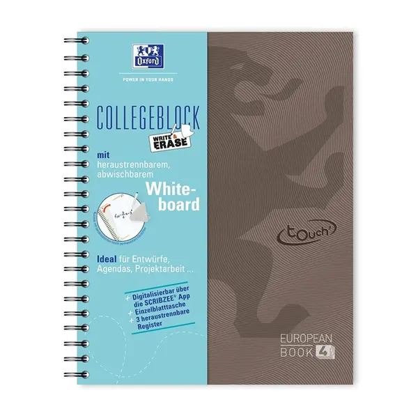Caiet cu spira A4+, 120 file, Oxford Touch Project Book