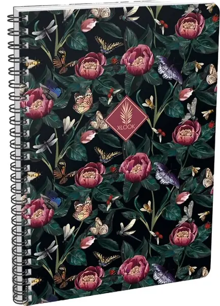 Caiet cu spiră Lizzy Card Xrcise Look - Peonies, A4, rânduri largi