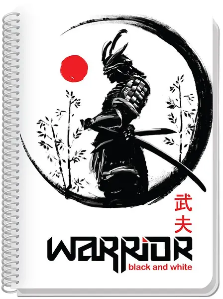 Caiet cu spirală Black&White Warrior - B5, 80file, rânduri late, sortiment