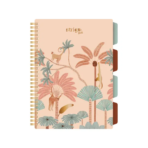 Caiet cu Spirala si Separatoare Strigo Pads Project Book Africa B5, Matematica, Bej Deschis