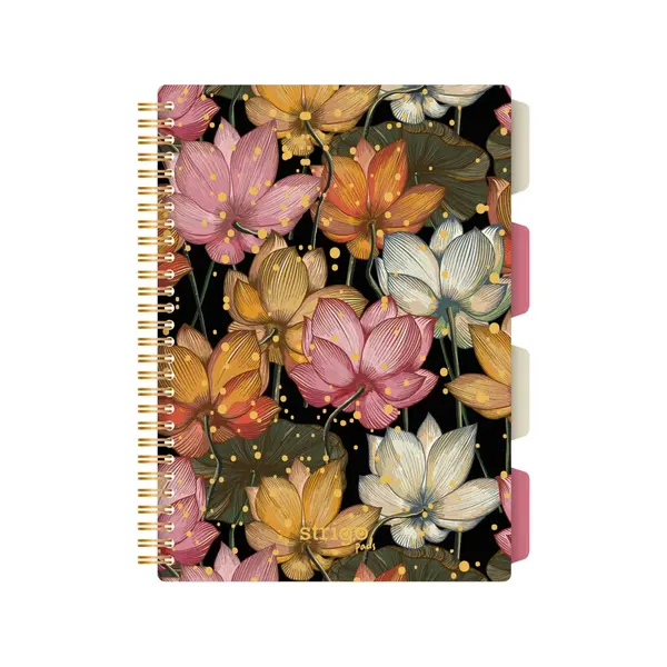 Caiet cu Spirala si Separatoare Strigo Pads Project Book FLOWER B5, Matematica, Culori Mixte
